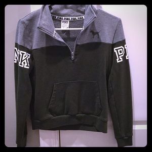 Pink almost cropped two tone sweatshirt